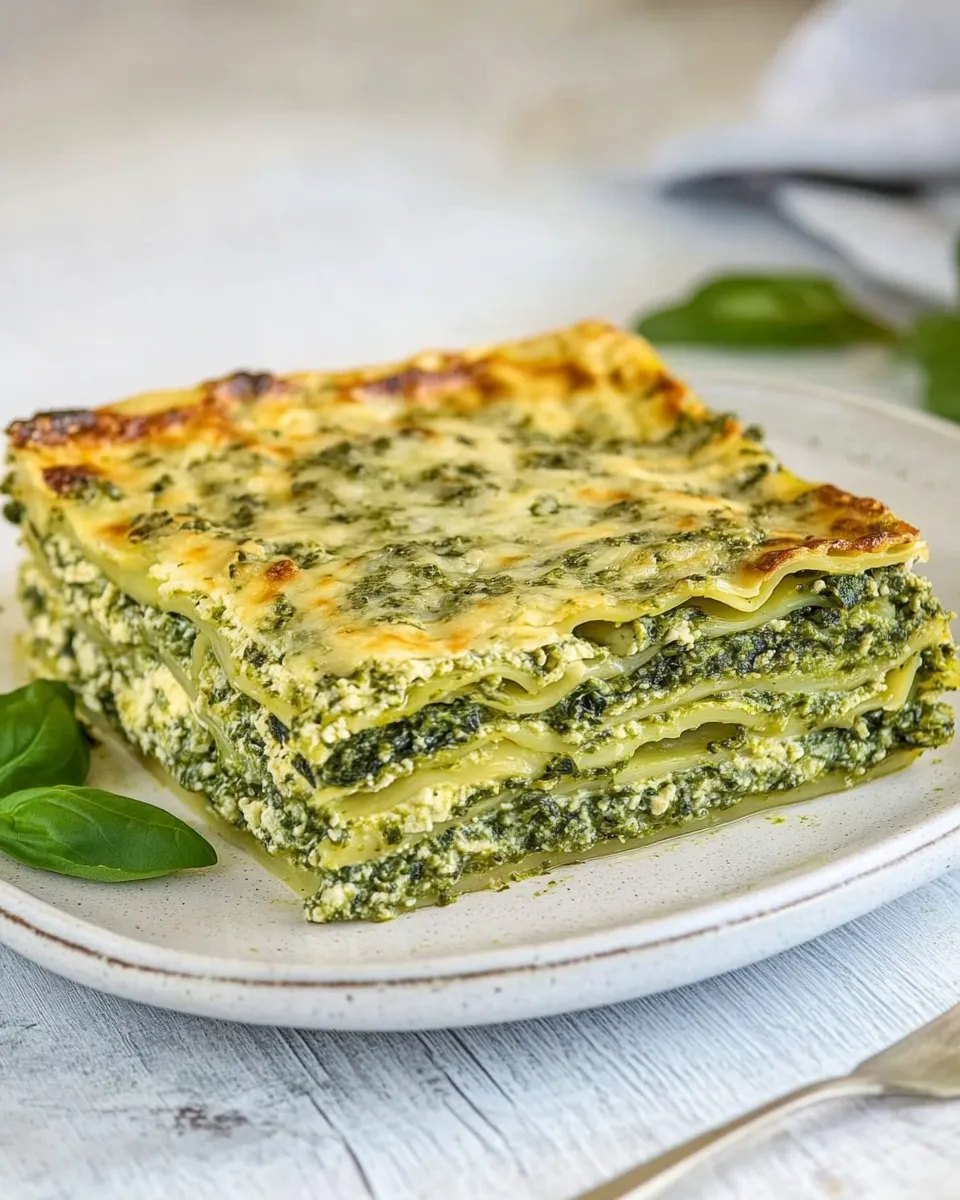 Delicious Veggie Pesto & Spinach Lasagna shot