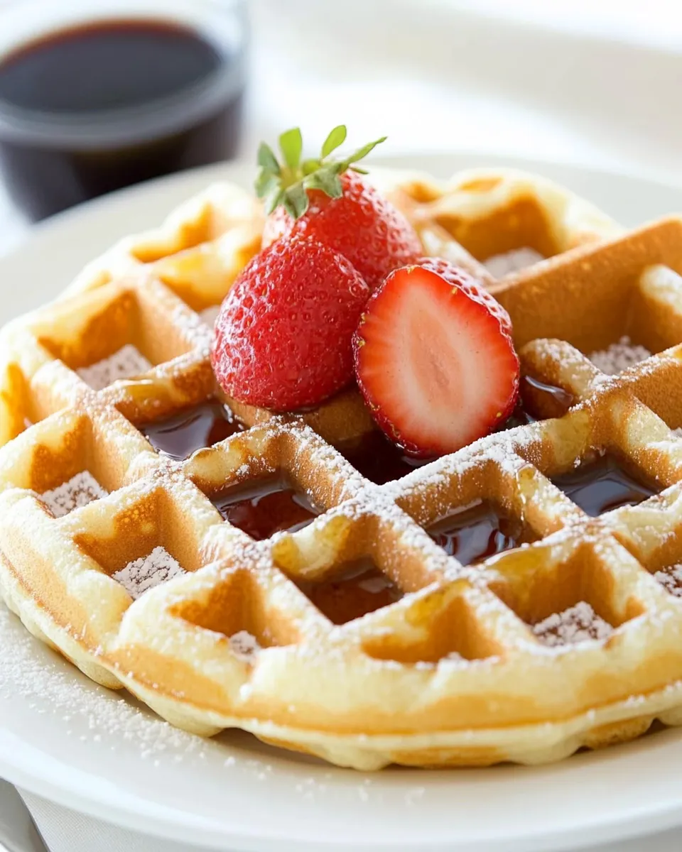 Delicious Waffles with Brown Sugar Butter Syrup image