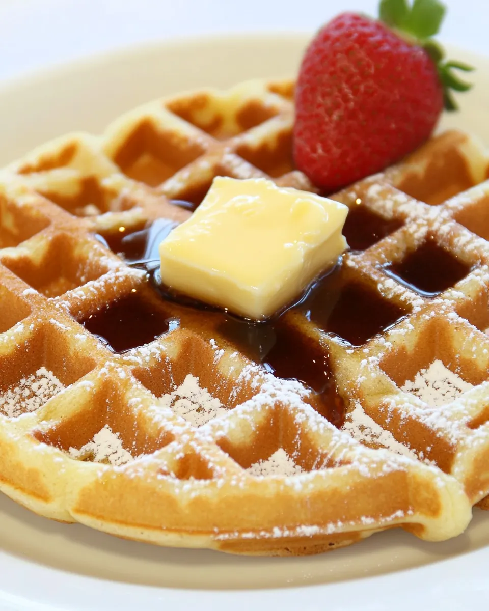 Easy Waffles with Brown Sugar Butter Syrup recipe photo
