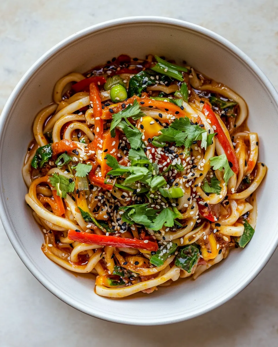 Easy Weeknight 20 Minute Spicy Udon Noodles. dish image