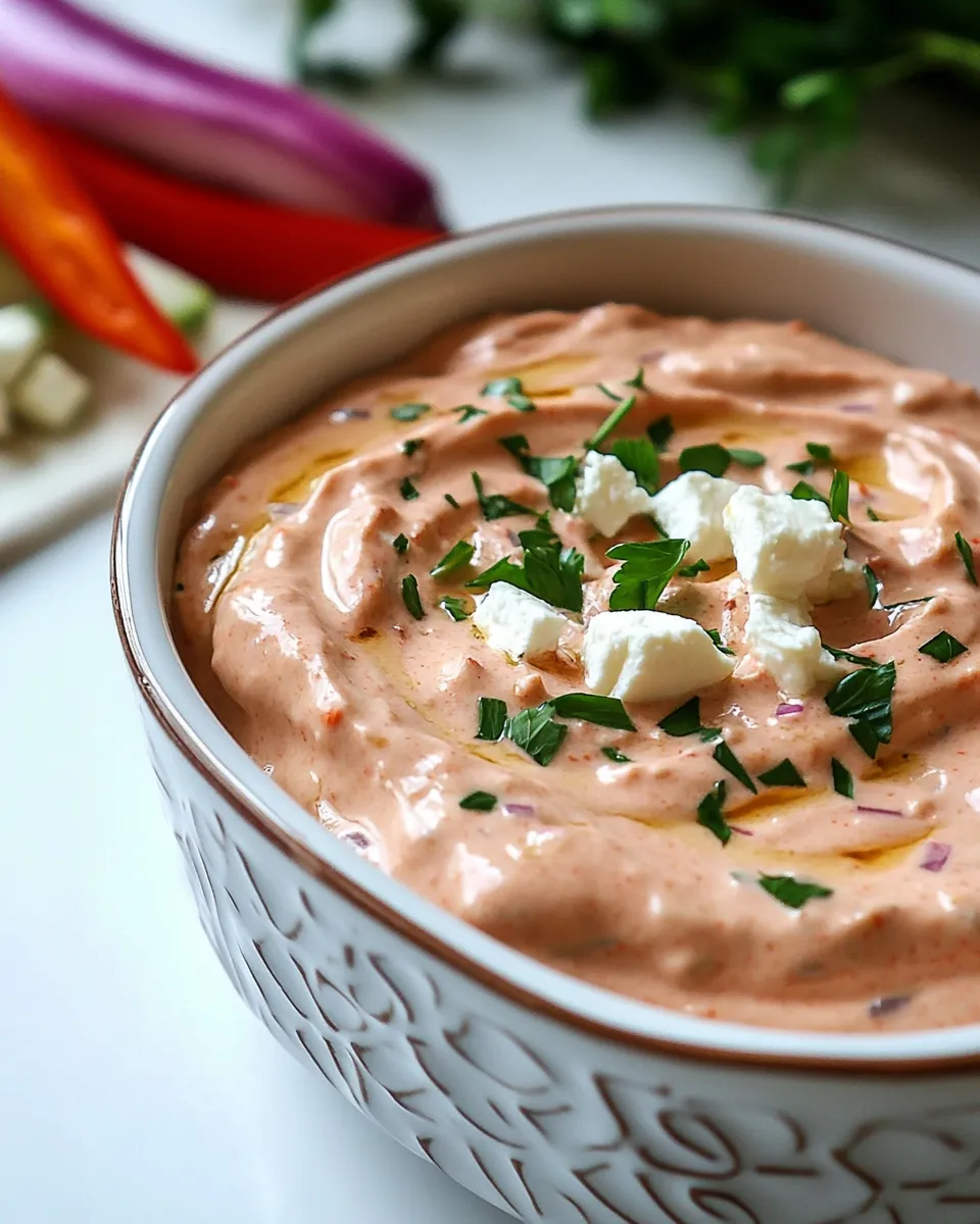 Homemade Whipped Feta and Red Pepper Dip photo