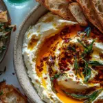 Homemade Whipped Goat Cheese and Calabrian Chile Oil Dip. photo