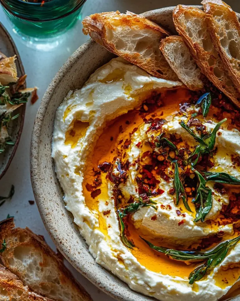 Homemade Whipped Goat Cheese and Calabrian Chile Oil Dip. photo