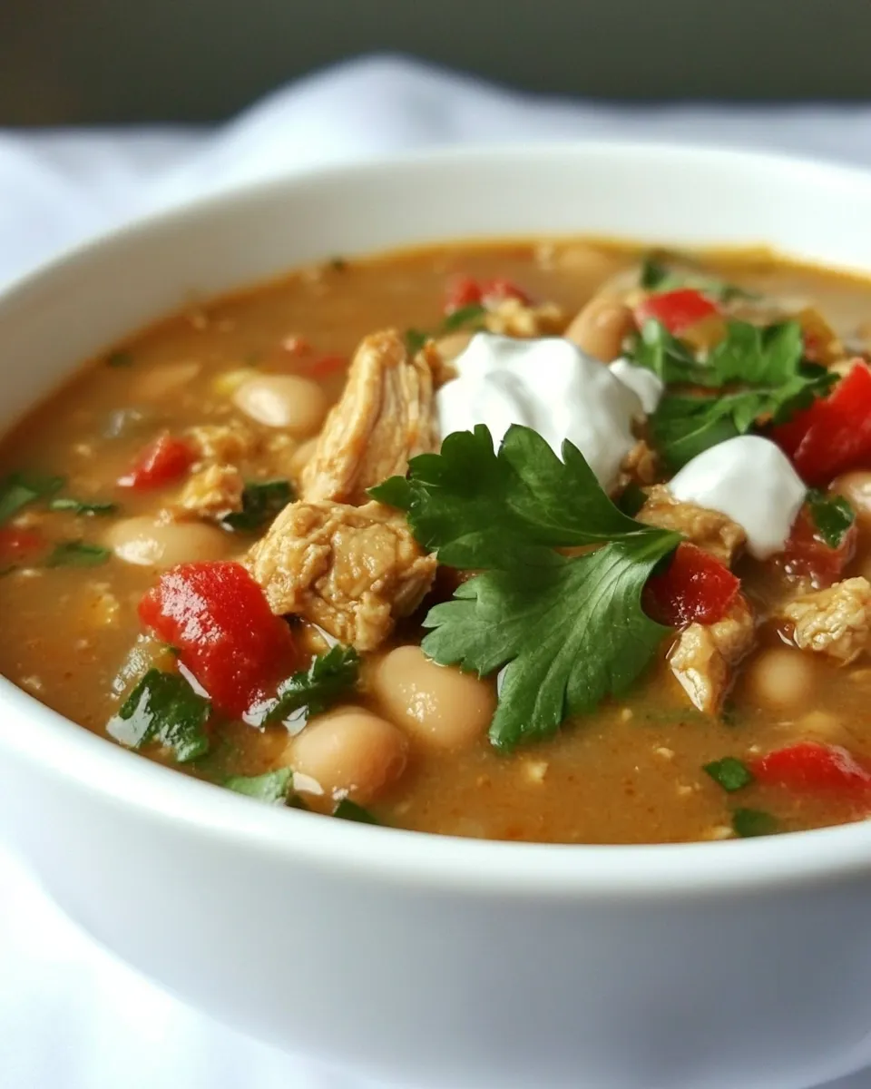 Delicious White Bean Chili with Turkey shot