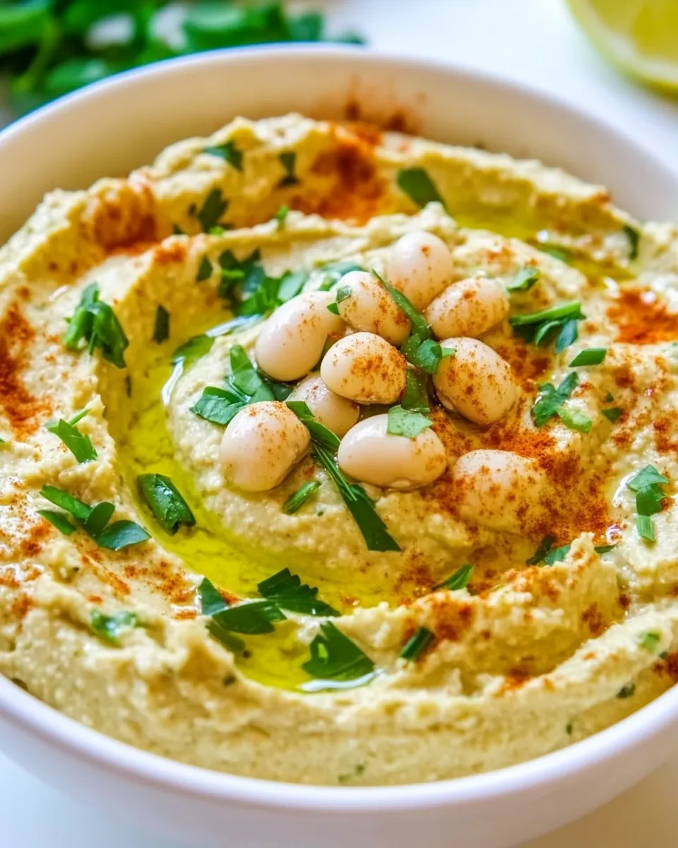 Delicious White Bean Hummus (from Julia Child) food shot