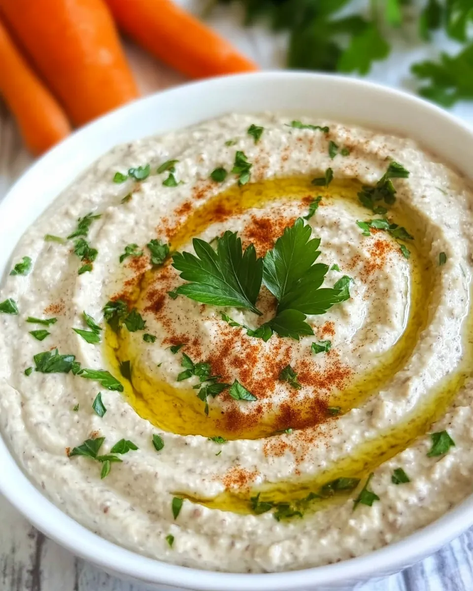 Delicious White Bean & Herb Hummus shot