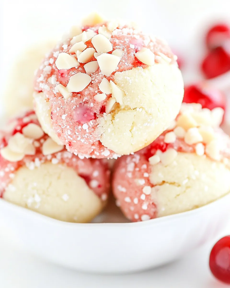 Classic White Chocolate Cherry Almond Shortbread Cookies recipe photo