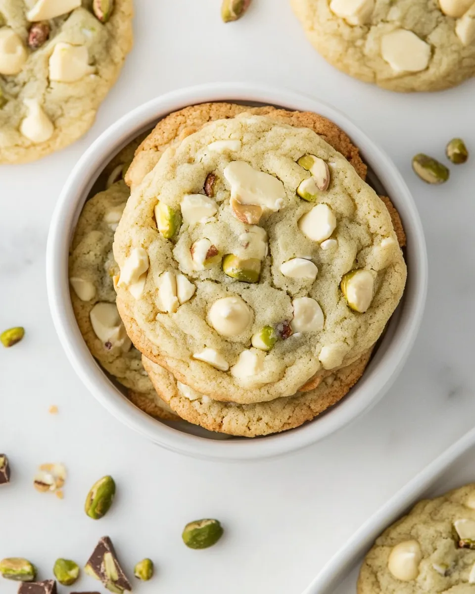 Homemade White Chocolate Pistachio Pudding Cookies photo