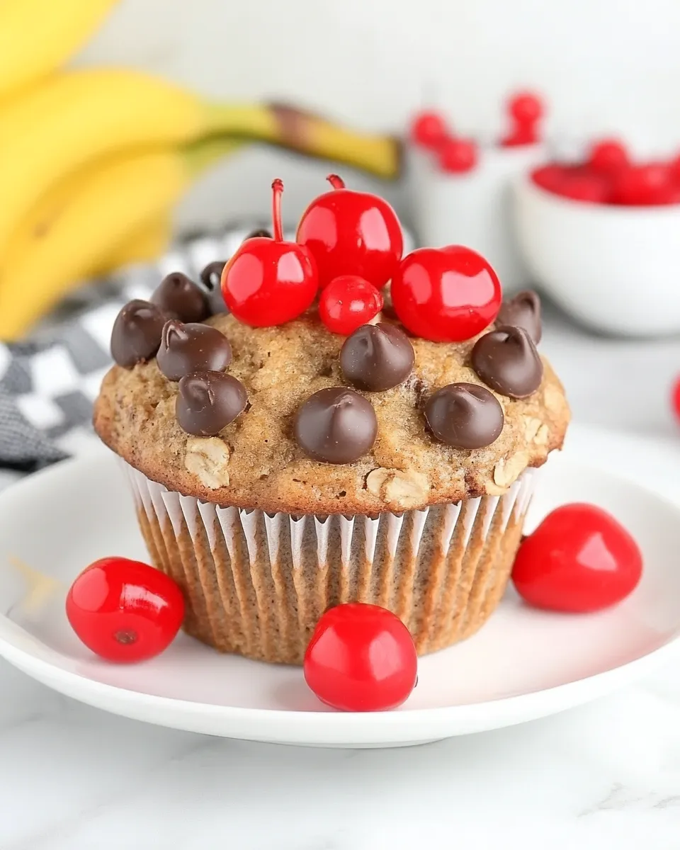Easy Whole Wheat Banana Muffins with Chocolate and Cherries recipe photo