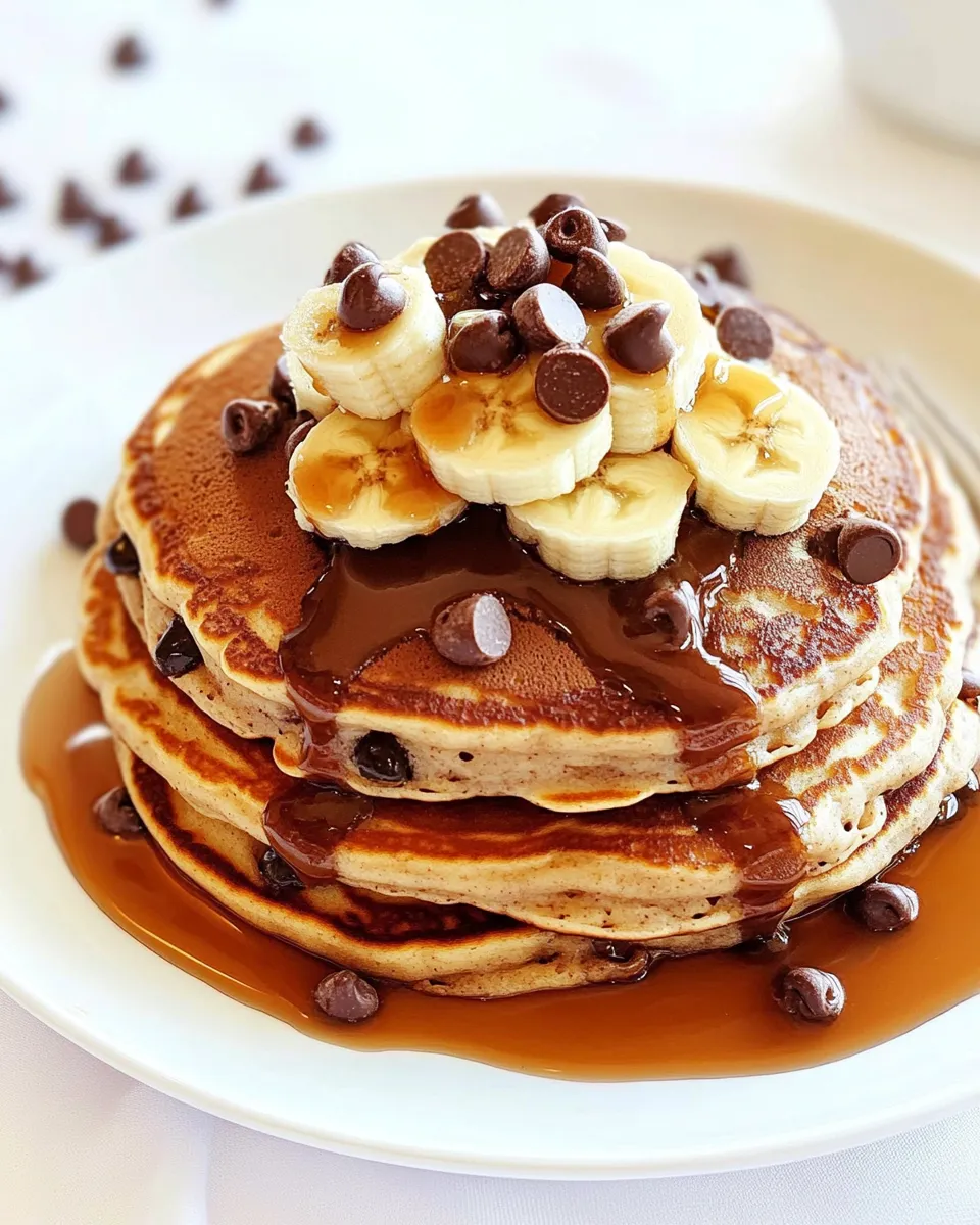 Delicious Whole Wheat Choc Chip Banana Bread Pancakes recipe image