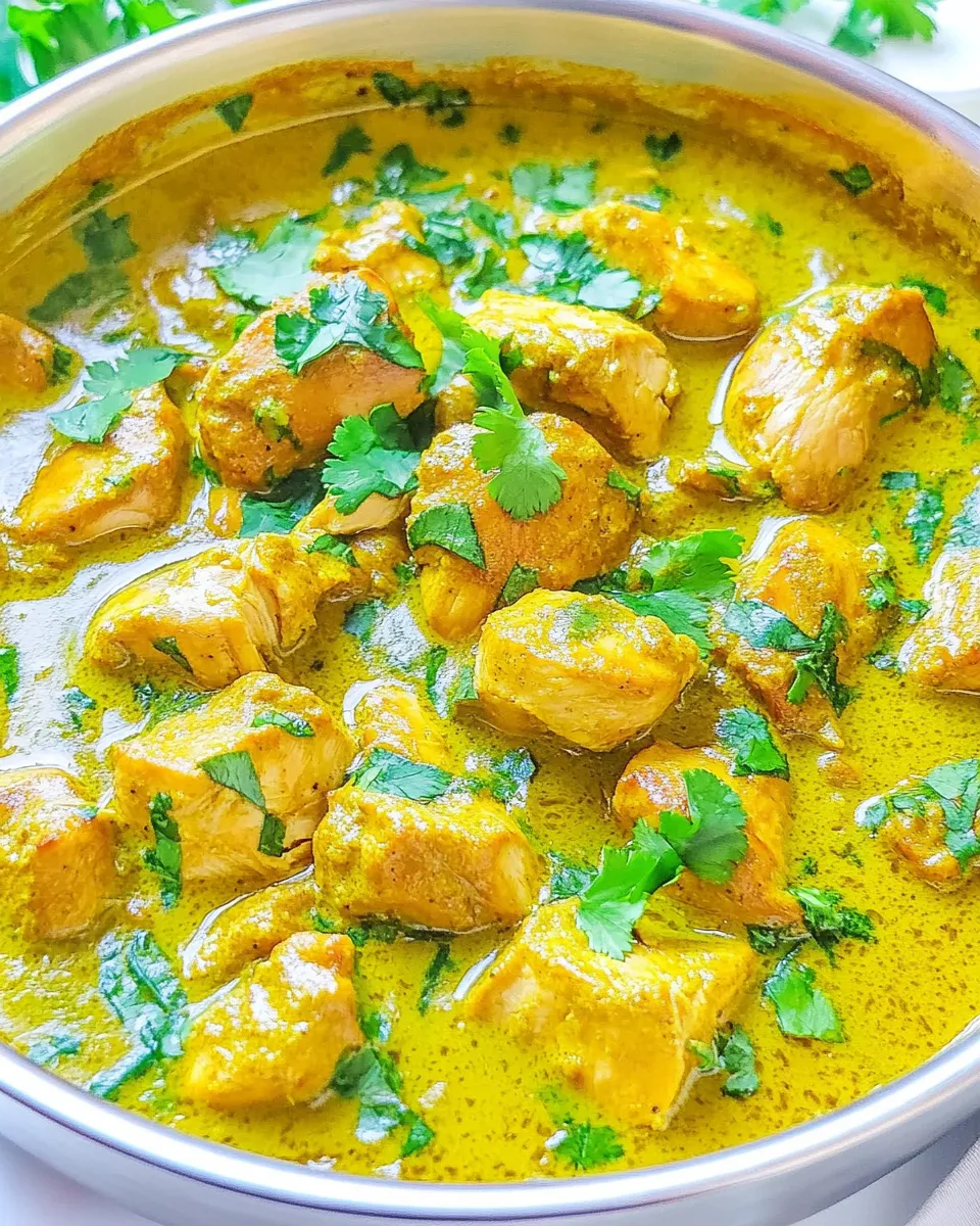 Tasty Yellow Chicken Coconut Curry (Chicken Korma) food shot